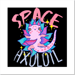 Cute Crazy Psycedelic Space Axolotl Artwork Posters and Art